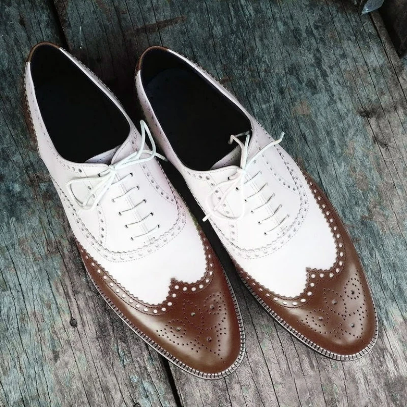 

Мужские туфли-броги ручной работы, черные, белые туфли с квадратным носком, разные цвета, обувь для бизнеса, весна-осень