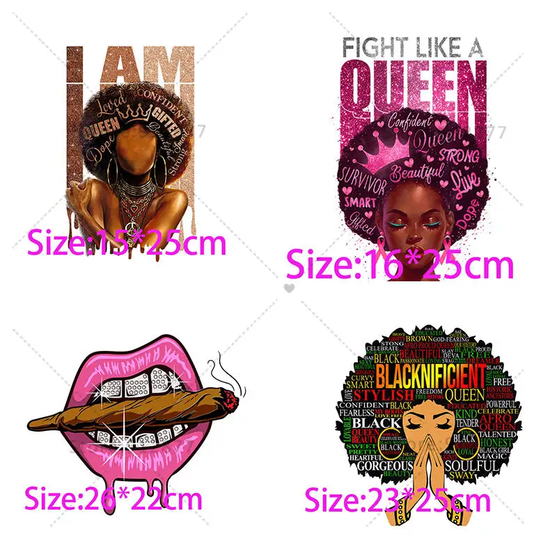 

Custom Ready to press DTF Transfers Educated Black Queen Melanin Princess Sexy Lips Digital Print Transfer Film