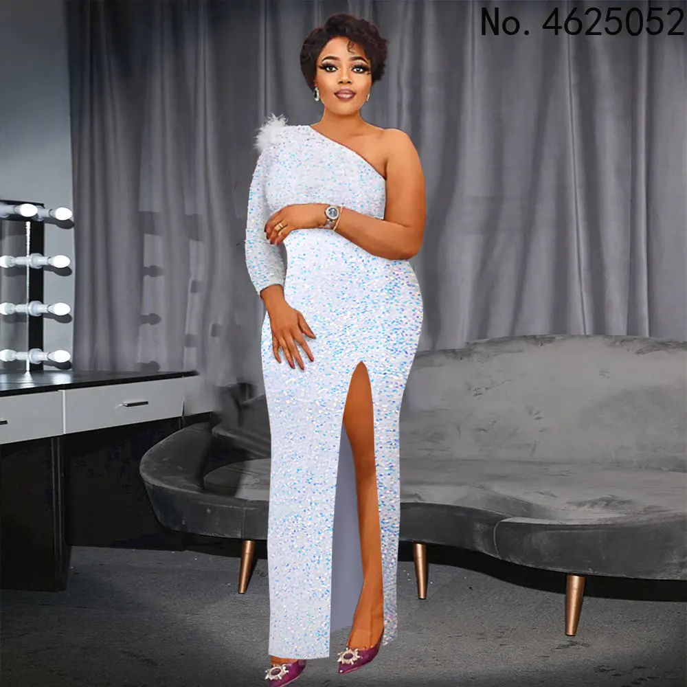 

Размера плюс африканские вечерние платья для женщин Дашики африканская одежда Анкара наряд платье с белыми блестками длинное свадебное пл...