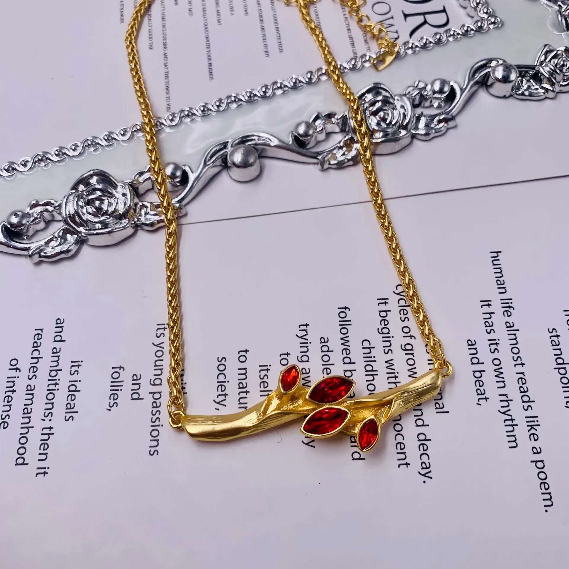 

Medieval vintage western olive branch necklace