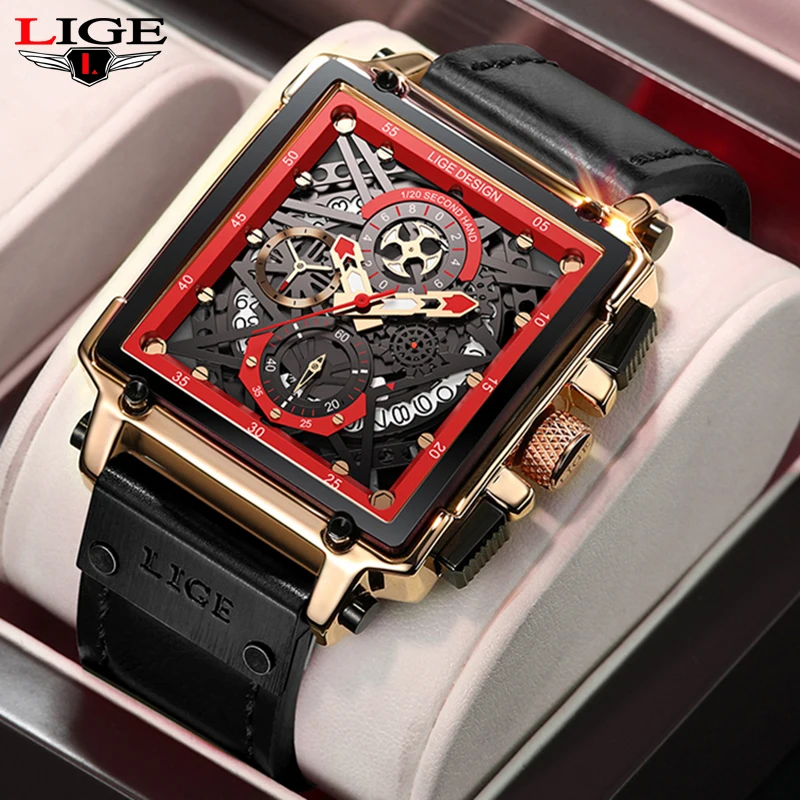 

LIGE Casual Sport Watches for Men Top Brand Luxury Military Leather Wrist Watch Man Clock Fashion Date Chronograph Wristwatch