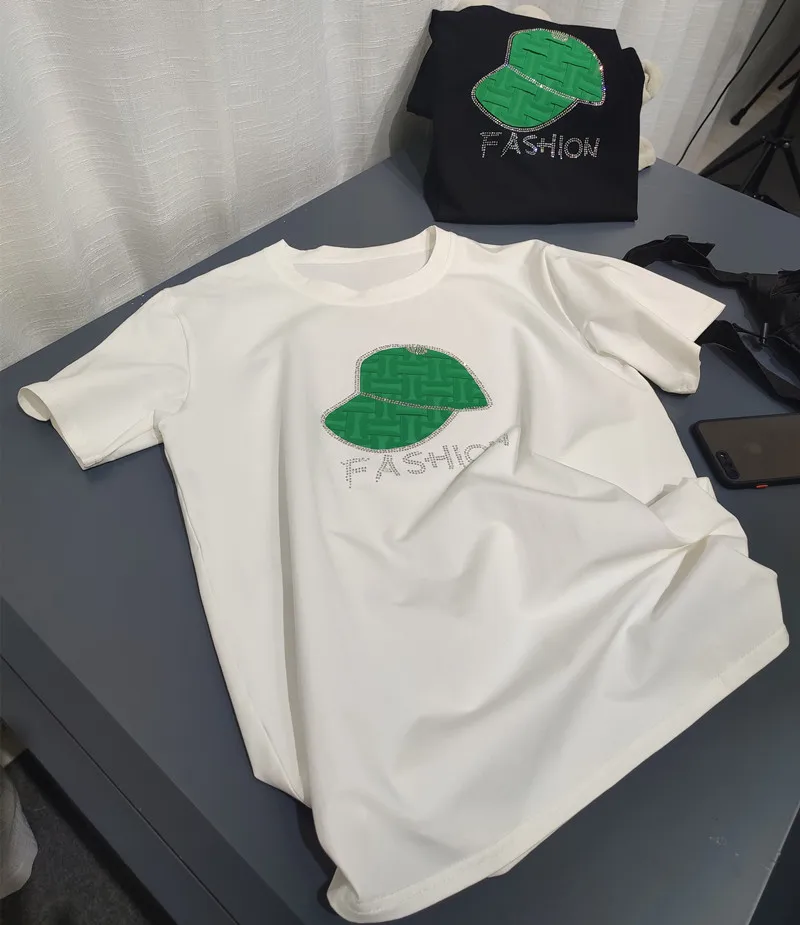 

Summer new men's fashion trend simple hot diamond print T-shirt