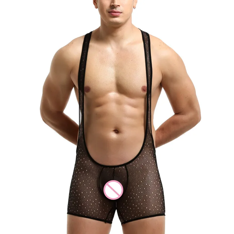

Мужское прозрачное боди AIIOU, черное прозрачное боди из сетчатой ткани, сексуальная одежда, дышащее нижнее белье,