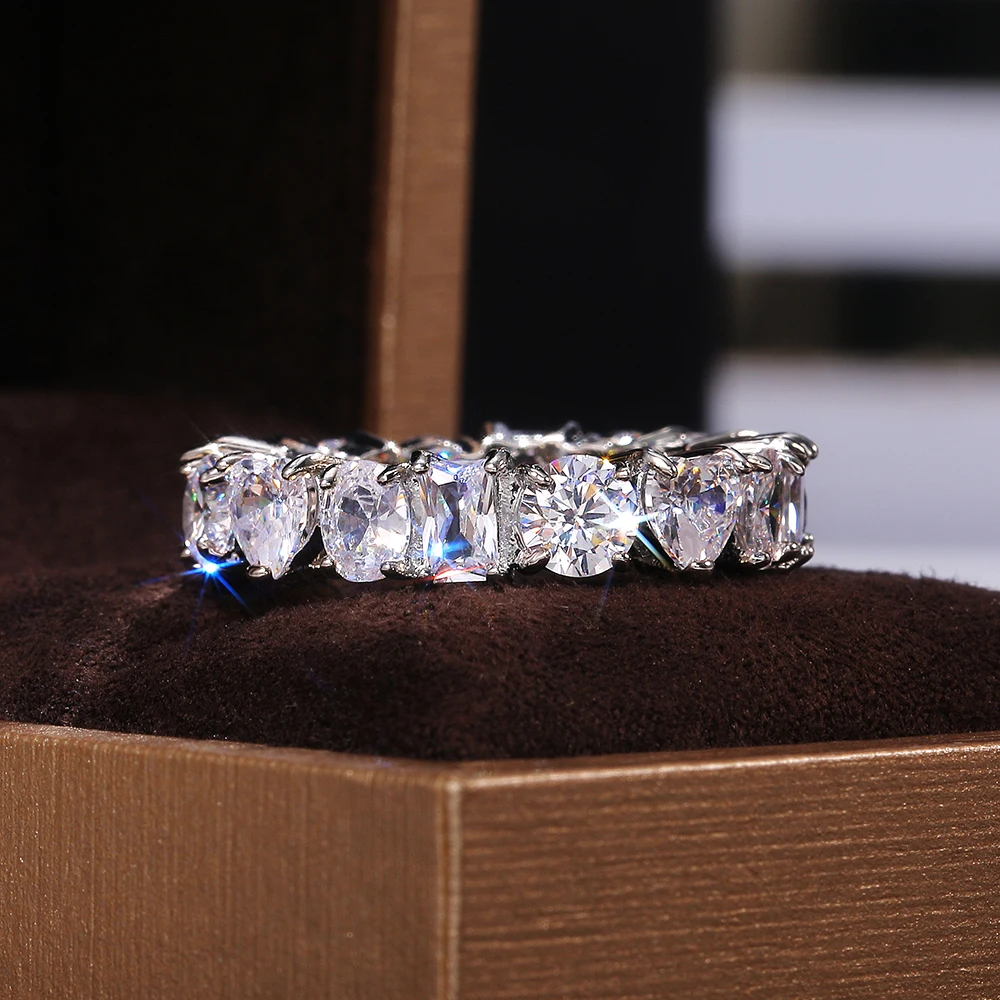 

Huitan Luxury Handmade Lover Promise Rings AAA Heart/Oval/Square/Round Cubic Zirconia Engagement Wedding Rings Jewelry for Women