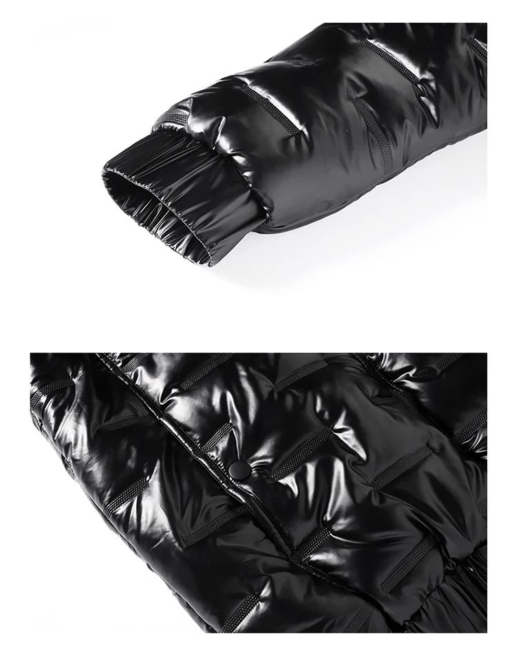 2022 new winter men's Hooded Coat trend leisure bright face Pu cotton padded jacket short cotton padded jacket Asian size m-4xl