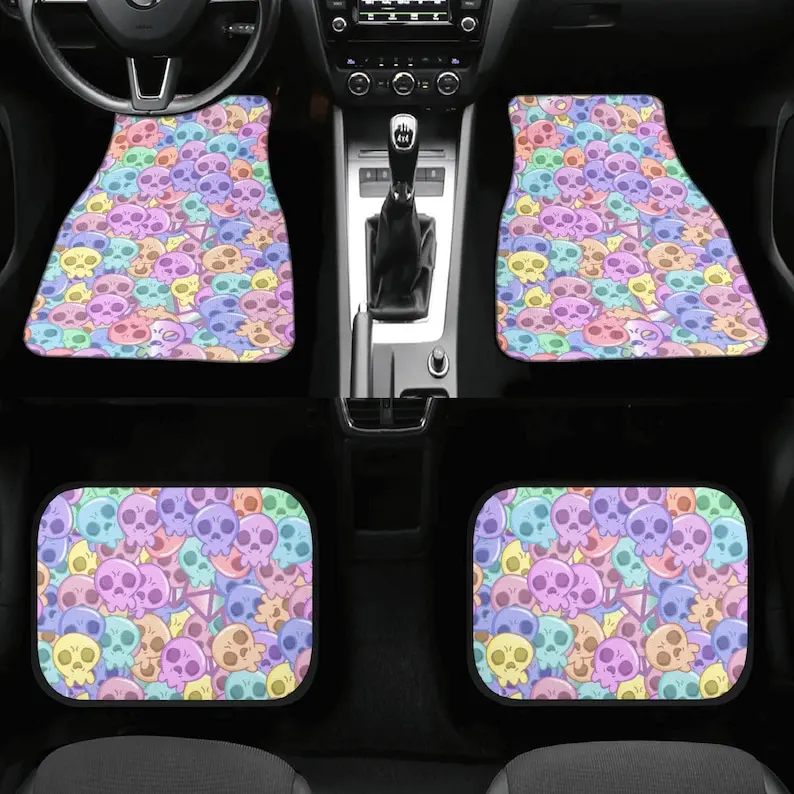 

Car Mats, Pastel Skull Car Mats Set, Goth Car Floor Mats for Women, Car Mats Kawaii Creepy, Car Floor Mat Cute, Floor Mat for Ca