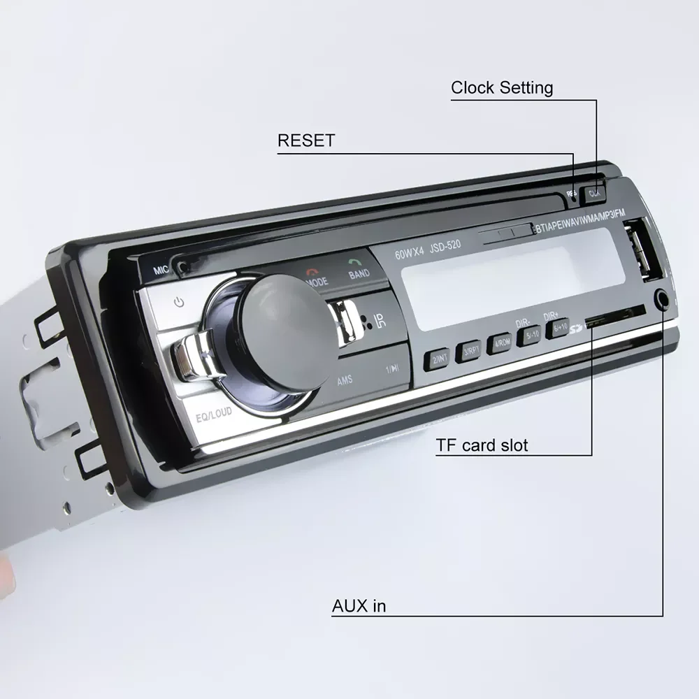 

Radio Stereo Player Digital Bluetooth Car MP3 Player 60Wx4 FM Radio Stereo Audio Music USB/SD with In Dash AUX Input