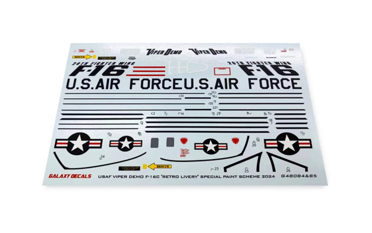 Galaxy G48084/G48085 масштаб 1/48 F-16C Viper Demo Retro Livery 2024 маска и наклейка для Tamiya 61106/Kinetic K48102