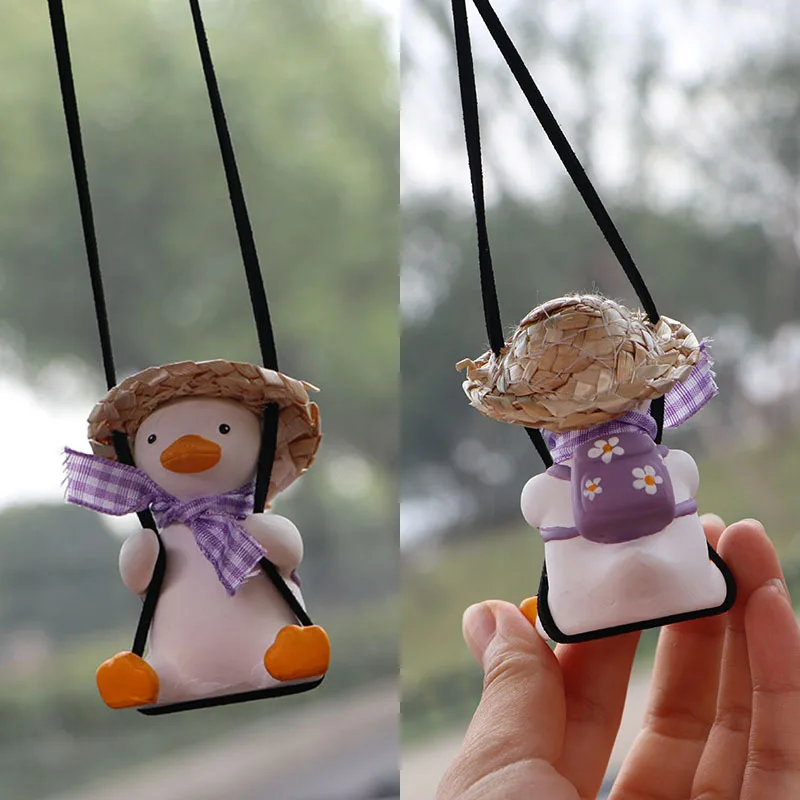 

Cute Swing Duck Pendant Auto Rear View Mirror Ornaments Little Duck Swing Decor Auto Car Interior Decoration Accessories Gift