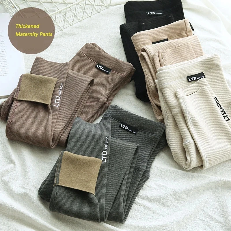 

Бархатные Леггинсы для беременных Брюки для беременных мягкие облегающие Теплые Зимние Одежда для беременных однотонные утепленные брюки ...