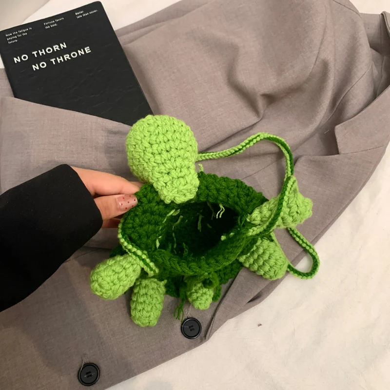 Милая зеленая кукла-черепаха сумка на плечо вязаная через повседневная женская