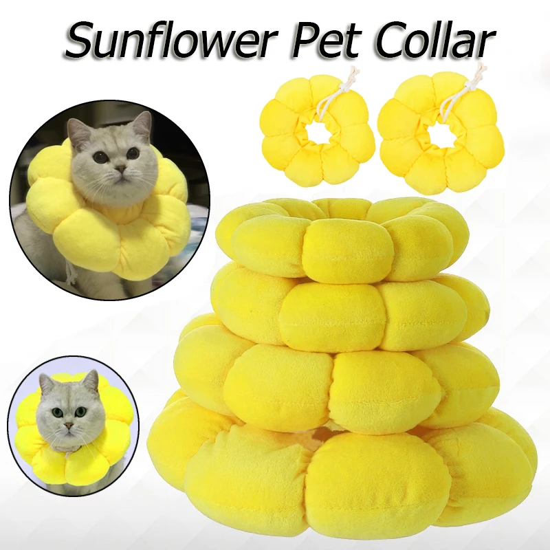 

Pet Collar Anti-Bite Surgery Anti-Lick Wound Healing Protection Sunflower Shaped Cat Recovery Collar Elizabethan Collar Cats