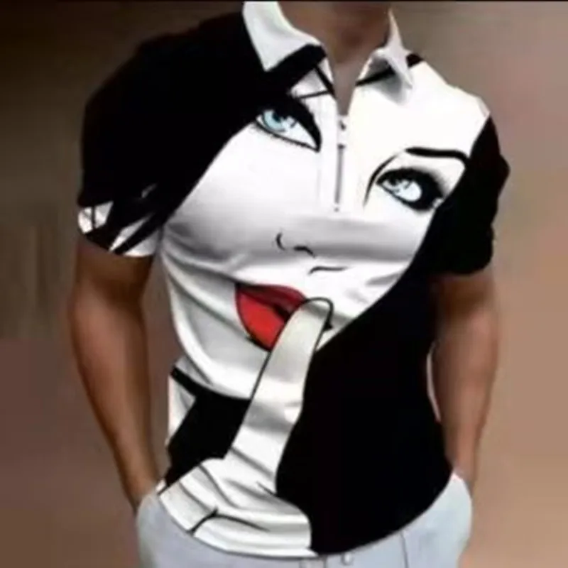 

2022 New Polo Shirt Summer Men's Top Short Sleeve Print Classic Business US Size