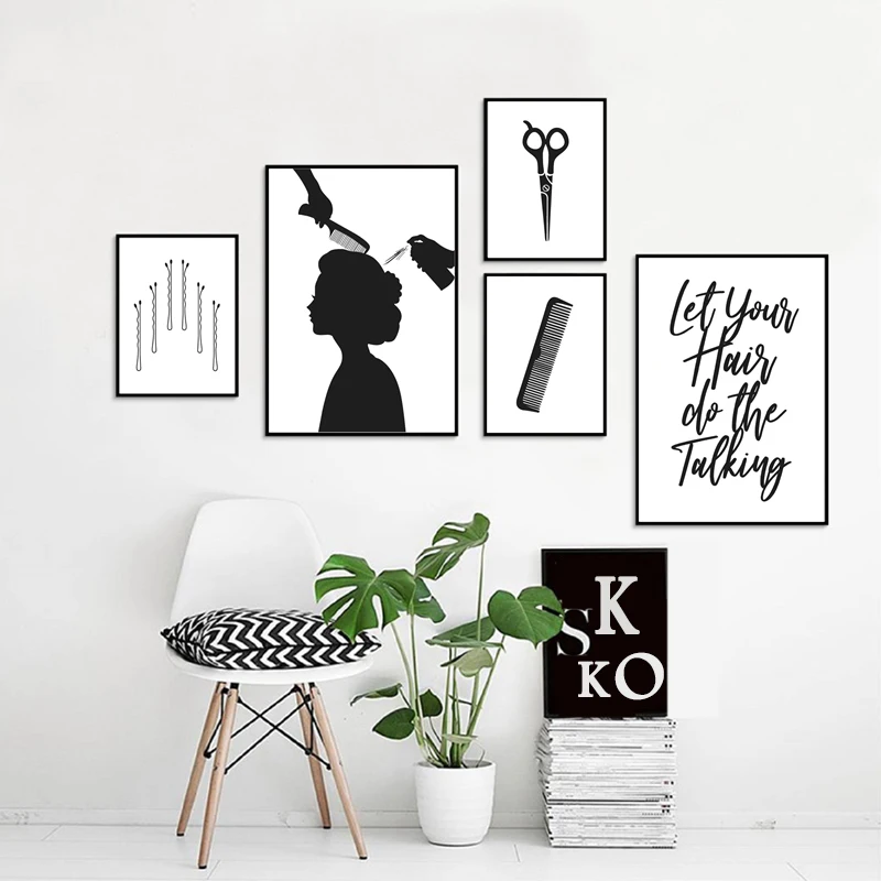 Украшение для парикмахерской настенное искусство Картина на холсте