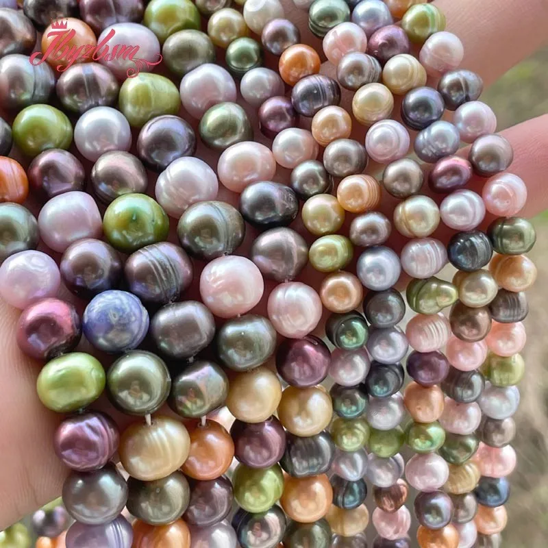 

8-9mm Nearround Multicolor Natural Freshwater Pearl Loose Beads for Women DIY Necklace Bracelet Earring Rings Jewelry Making 15"