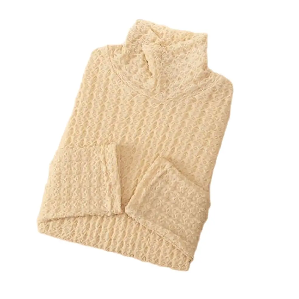 Женская кружевная рубашка корейский Топ с длинным рукавом высоким воротом и