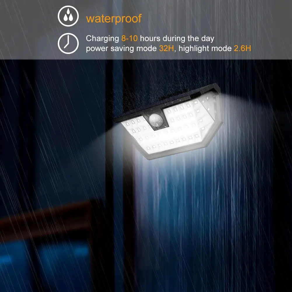 

48LED 600LM Garden Grinded Solar 5-sided Lamp 2.9W 3 Modes Human Motion Induction Light Outdoor Lighting Supplies