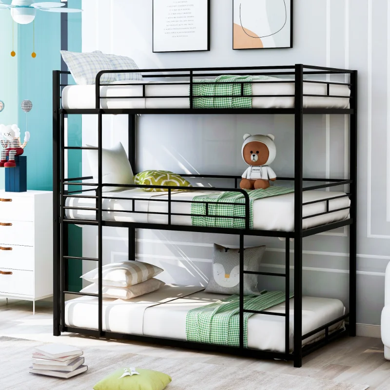 

Металлическая двухъярусная кровать черного цвета из металла [US Stock]