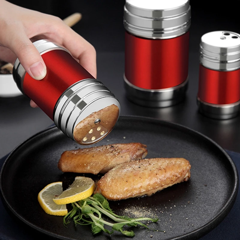 

Stainless Steel Spice Jar Rotating Cover Barbecue Salt Sugar Bottle Shaker Pepper Seasoning Can Home Kitchen Cooking Gadgets