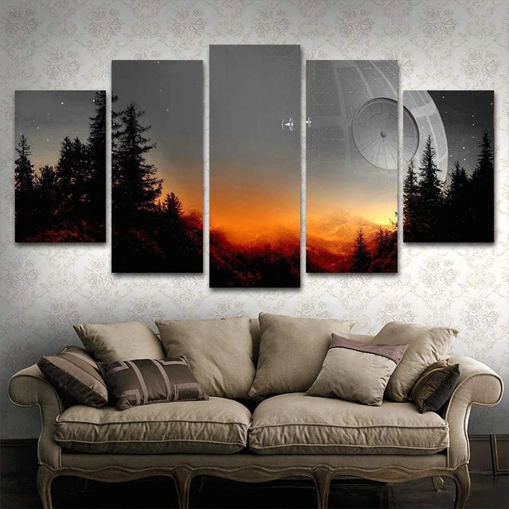 

Modular Canvas Picture Wall Art Framed 5 Pieces Star Tree Death Painting Living Room Prints Movie Poster Home Decor Kids Artwork