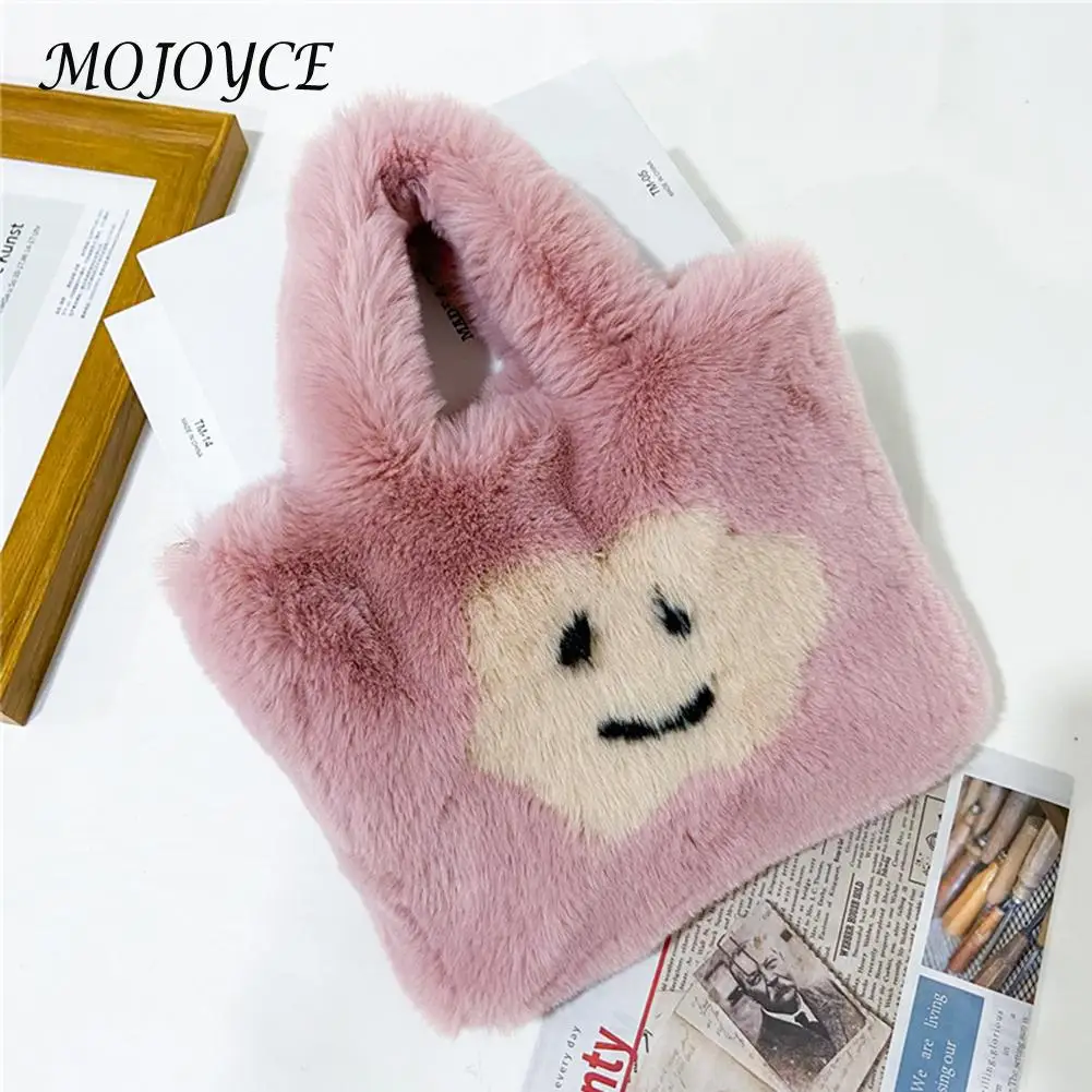 

Женские сумки с ручками сверху, мягкие теплые плюшевые сумочки в стиле ретро, пушистые универсальные сумки для телефона на осень и зиму, мод...