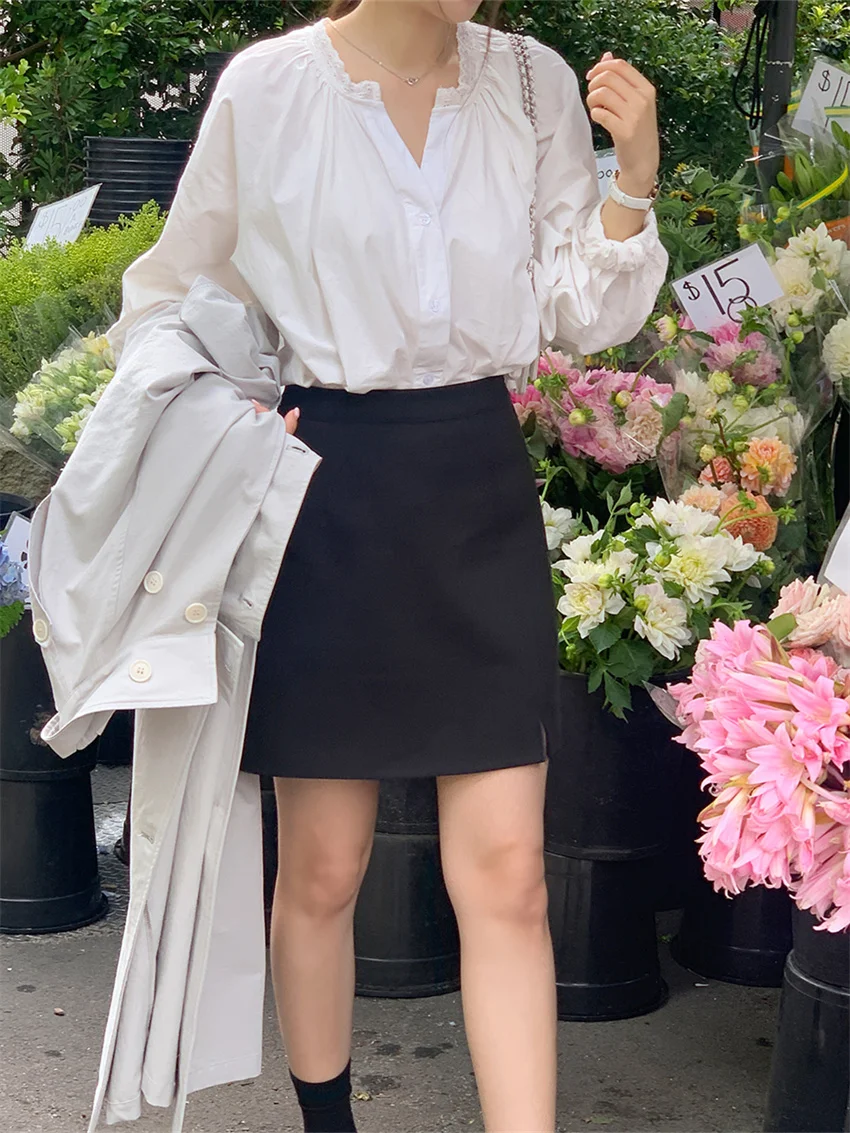 Рубашка Alien Kitty Женская с длинным рукавом элегантная нежная офисная деловая