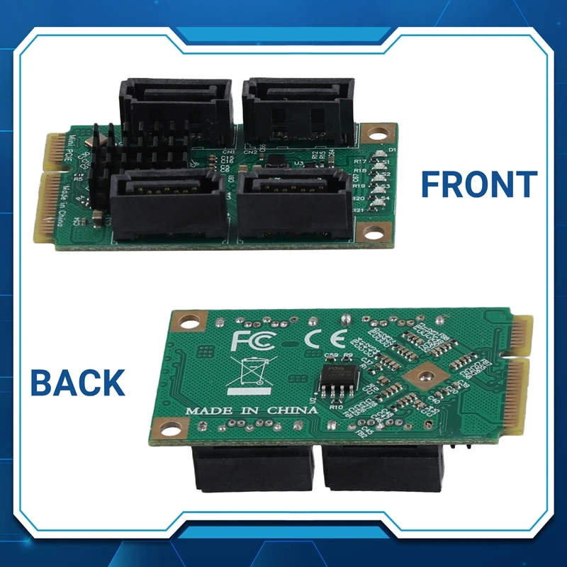 Фото Верхний адаптер расширения PCIE к карты расширения SATA Полнона высота MPCI-E к Quad SATA HDD Карта адаптера интерфейса для Synology №4