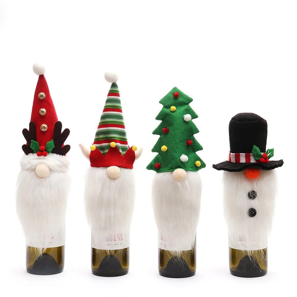 

4PCS Christmas tree wine bottle set Rudolph wine bottle cap kitchen table dress up props