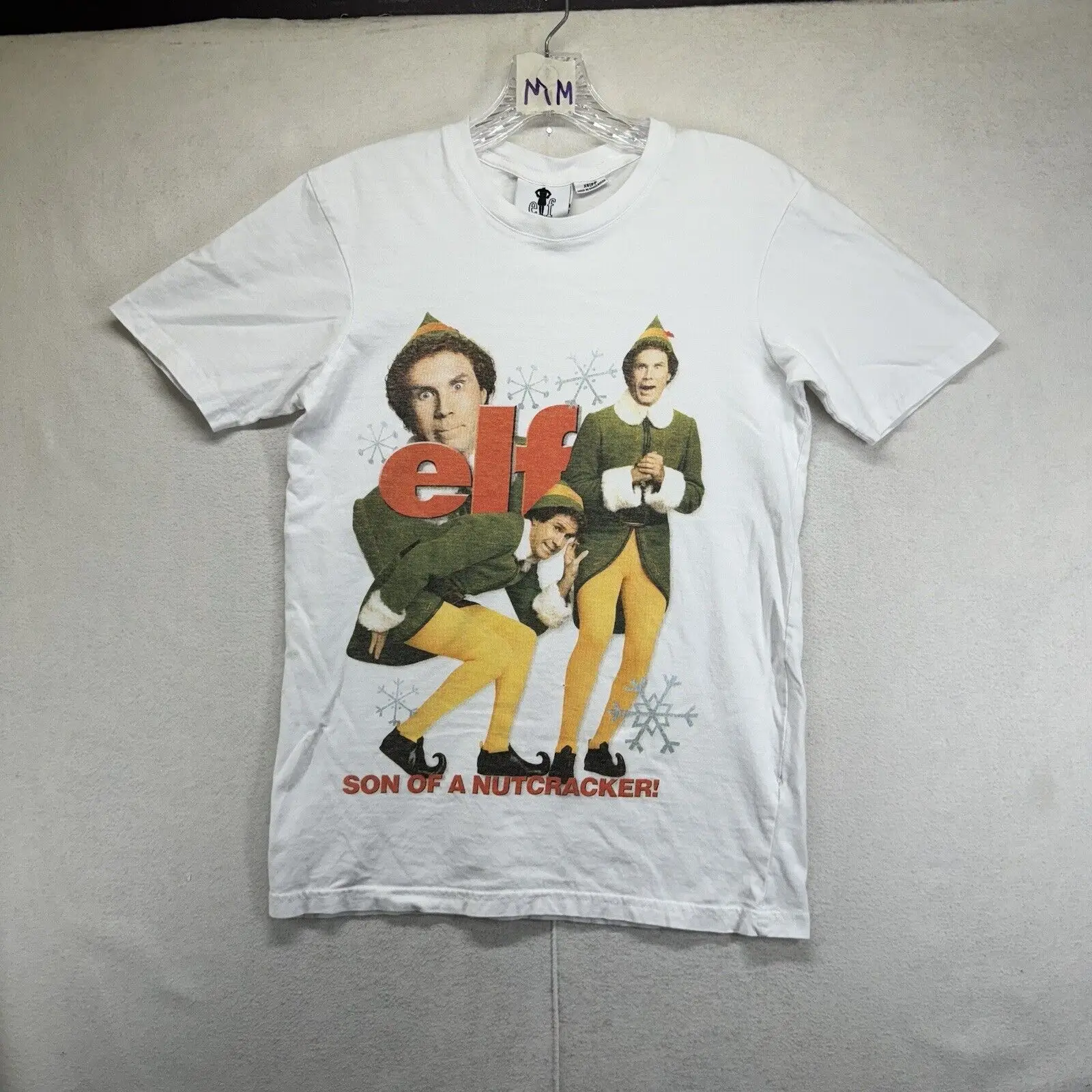 Винтажная футболка с изображением героев фильма Elf белая очень маленькая