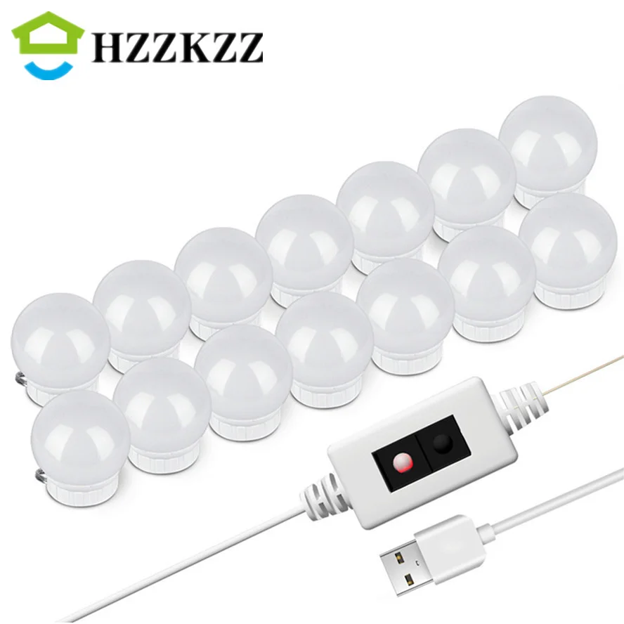 USB 5V Hollywood LED Bulb Dimmable Wall Lamp Makeup Mirror Dressing Table Light Beauty Hand Sweep SensorCosmetic Lights |