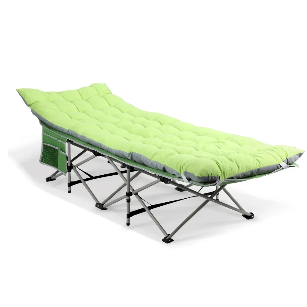 

Портативная кроватка для кемпинга с матрасом, складная кроватка для сна, сверхпрочная складная кровать для кемпинга, зеленая
