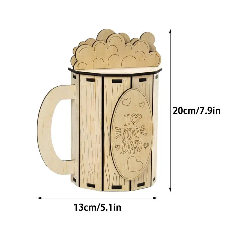 Beer Mug Christmas Ornament Mini Mug Ornament Beer Mugs DIY Wooden Figurine Creative Beer Mug Wooden Craft Home Decorations images - 6