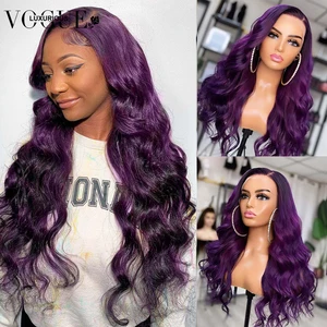 13x4 Dark Purple Lace Front Wig Human Hair 13x3 Brazilian Loose Body Wave Human Hair Wigs For Women Glueless 4x4 Closure Wig