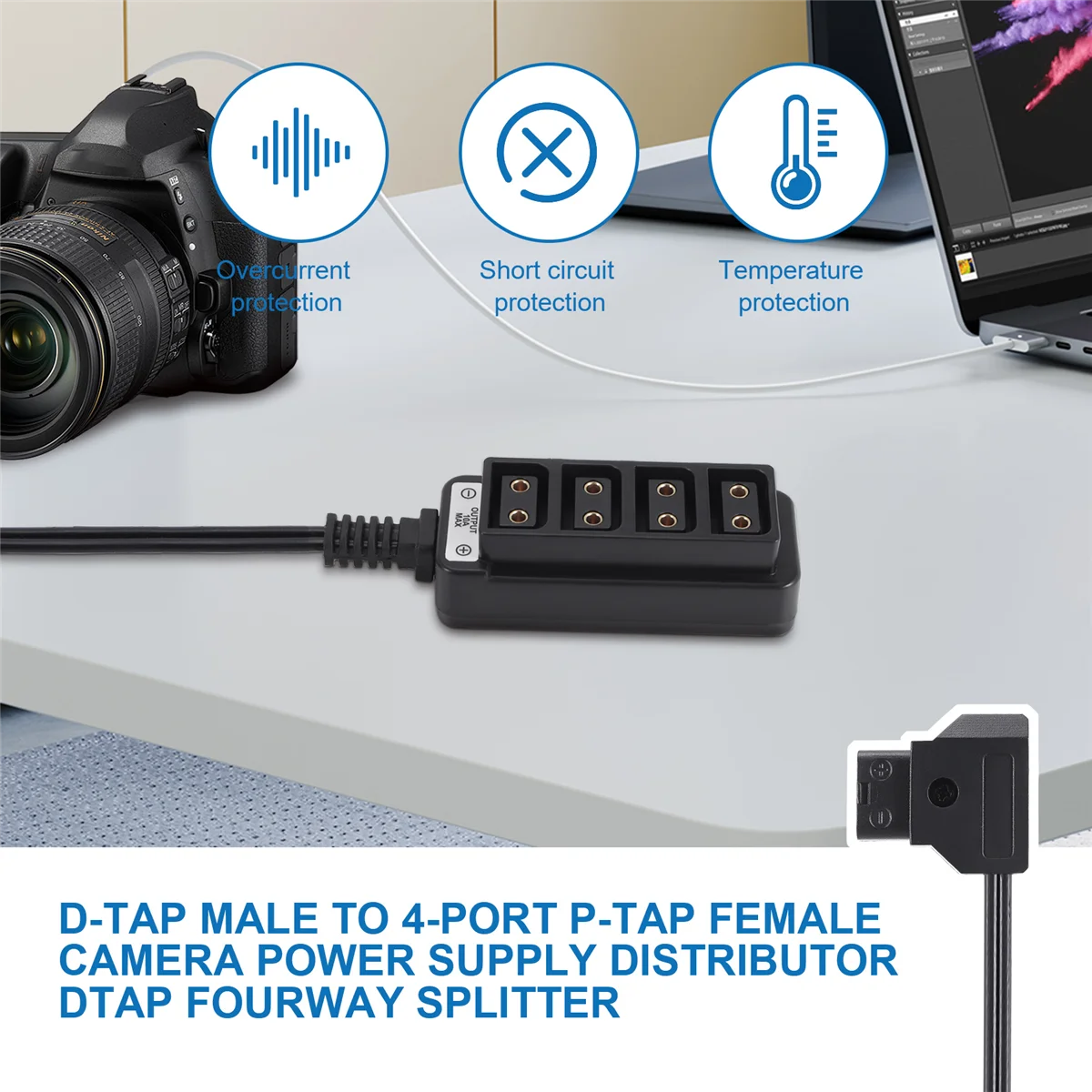 Распределитель источника питания для камеры D-Tap Male к 4-Port P-Tap Female DTAP Fourway Splitter