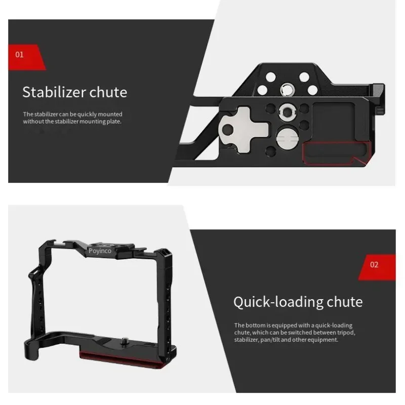 Фото Алюминиевая клетка для камеры Poyinco JN-086 для установки стабилизатора Canon R8 1/4 3/8, многофункциональный интерфейс, аксессуары для фотосъемки №5