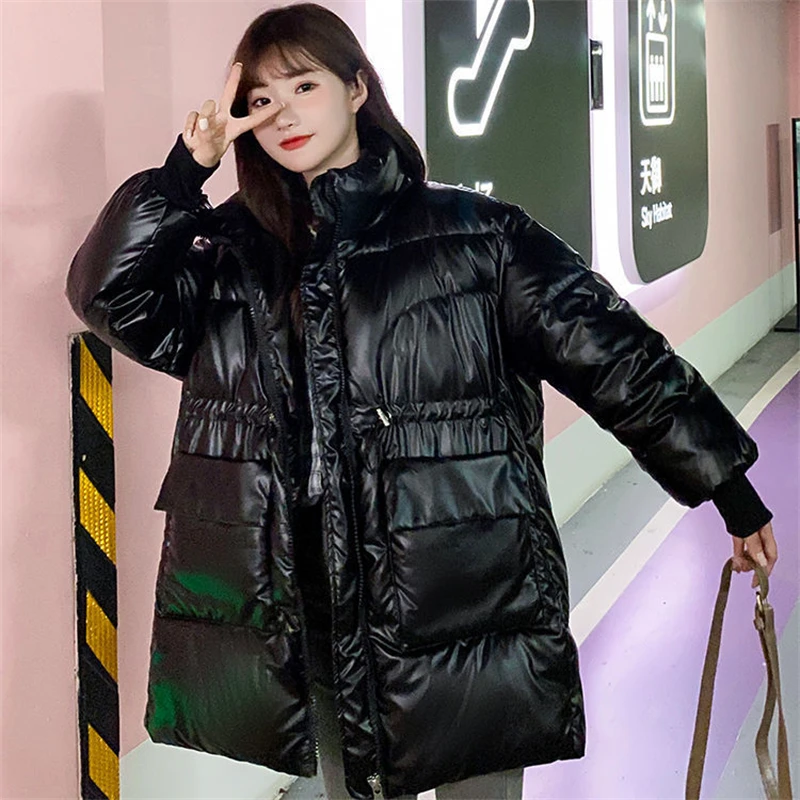 Women's Down Padded Jackets 2022 New Fashion Winter Thickened Parkas Female Solid Coat Long Loose Casual Outdoor Snow Lady Outwe