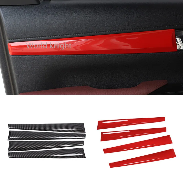 4 PCS ABS Red Inner Door Decorative Panel Trim For Toyota Hilux Revo 2015-2021 Interior Moulding Cover Car Accessories