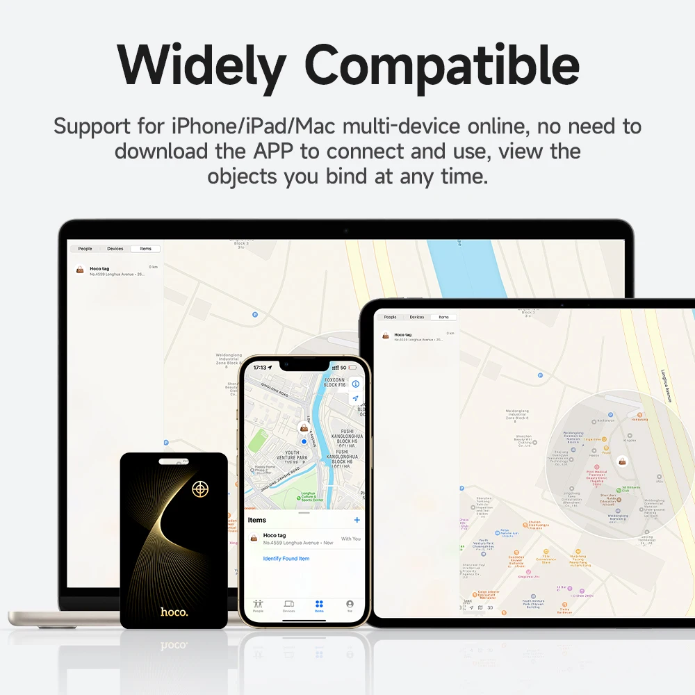 Фото HOCO Smart Anti-Lost трекер устройство кошелек ультратонкий GPS карта местоположения беспроводная зарядка IP68 водонепроницаемый для iPhone Find My Tag №4