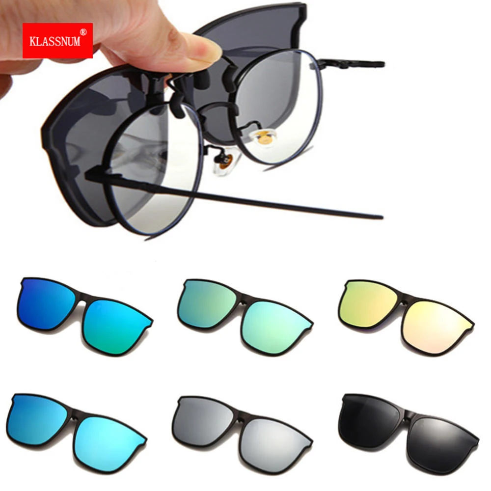 

Мужские солнцезащитные очки с поляризацией, антибликовые очки с клипсой для вождения автомобиля, очки для очков ночного видения, дизайнерс...