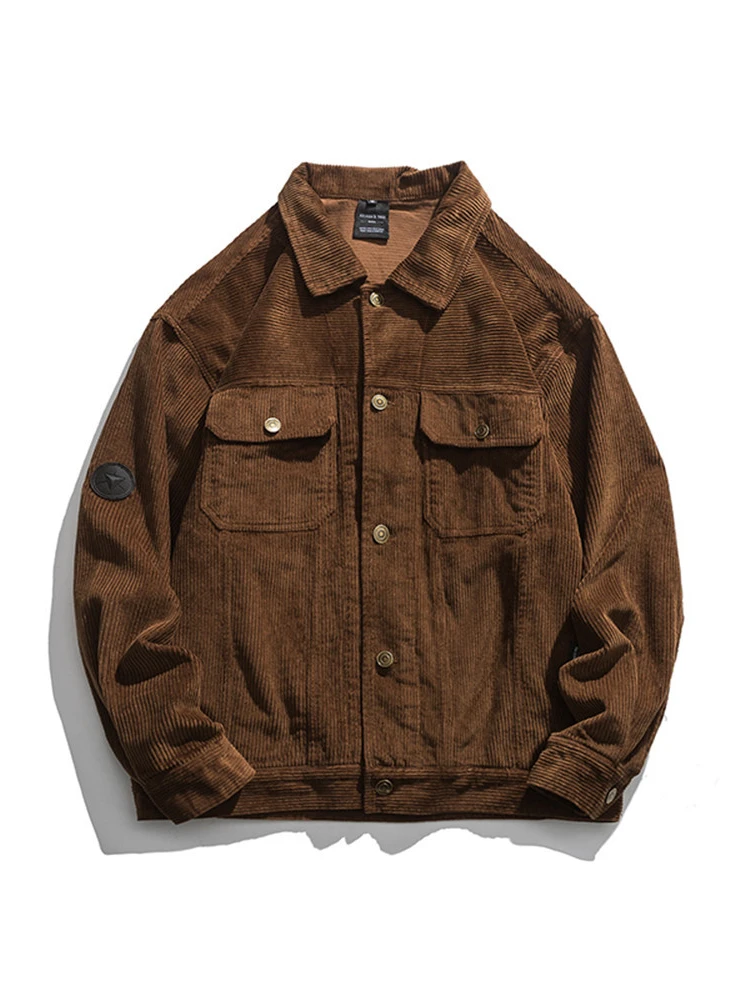 

Новинка, Вельветовая Мужская куртка, весна-осень, модные повседневные пальто, свободная тактическая куртка-карго, Мужская одежда, винтажная...