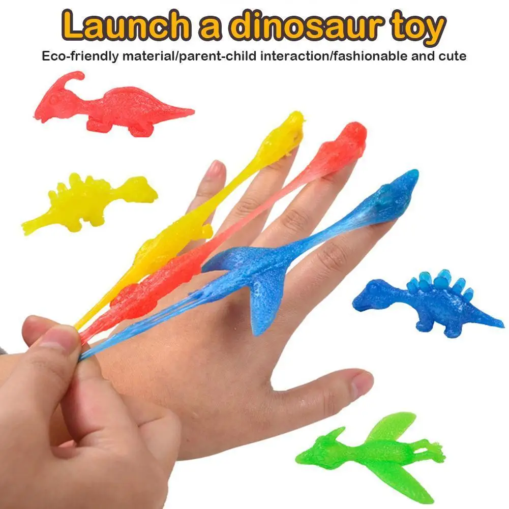 

1/3/5 PCS Catapult Dinosaur Toys Children's Party Toy Props TPR Dinosaur Launch Elastic Dinosaur Pull Dinosaur Catapult Vent Toy