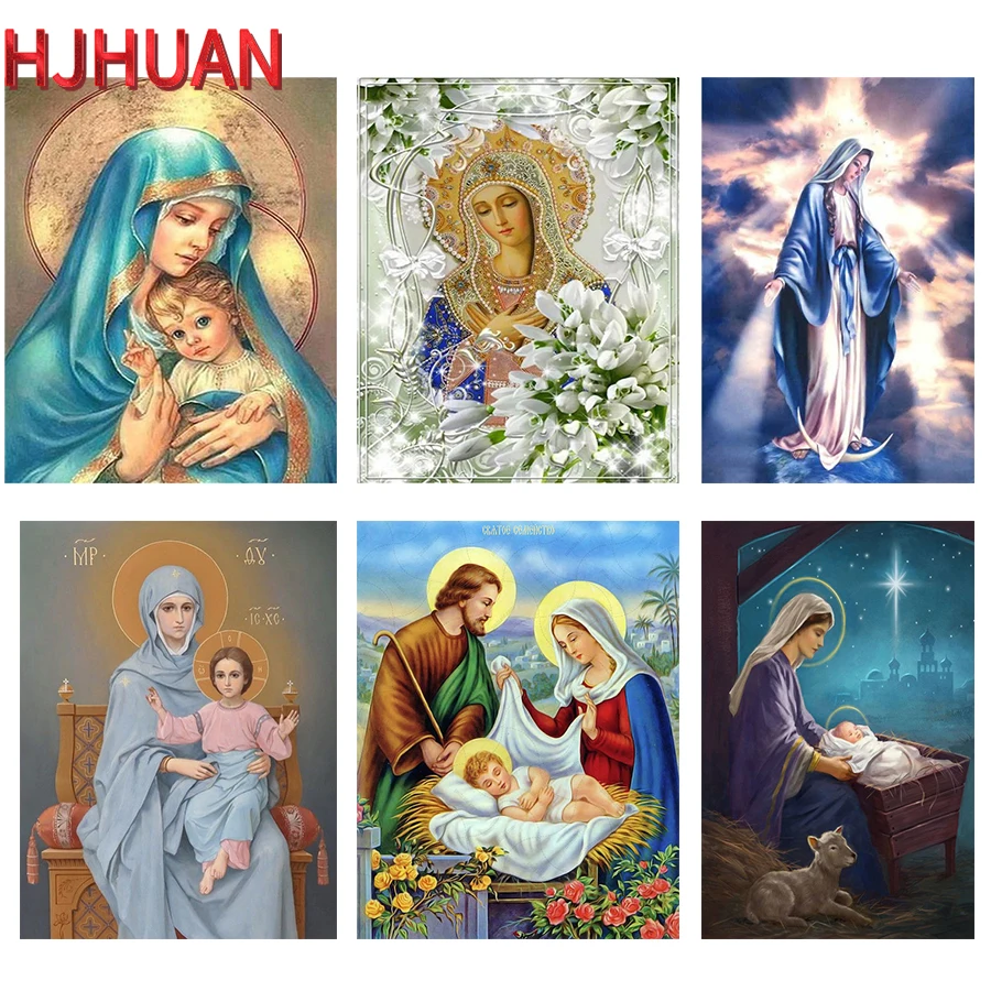 

Алмазная 5D картина «сделай сам», картина с портретом религиозной матери и ребенка, полноразмерная вышивка крестиком, мозаика, домашний декор