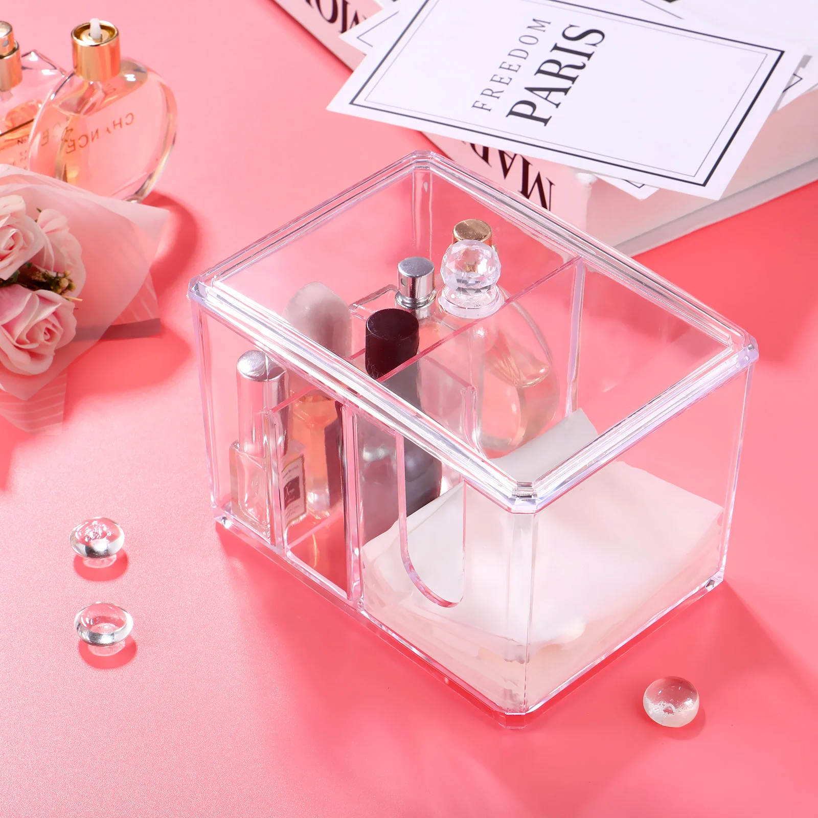 Органайзер для мелких предметов контейнер тампонов квадратный держатель ватных