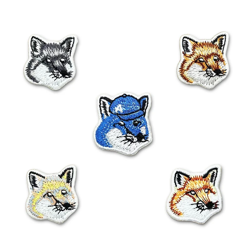 

5Pcs/lot Chic Fox Head Iron-on Patches on Clothes Fashion Stickers Embroidered Patch for Clothing Thermoadhesive Badges