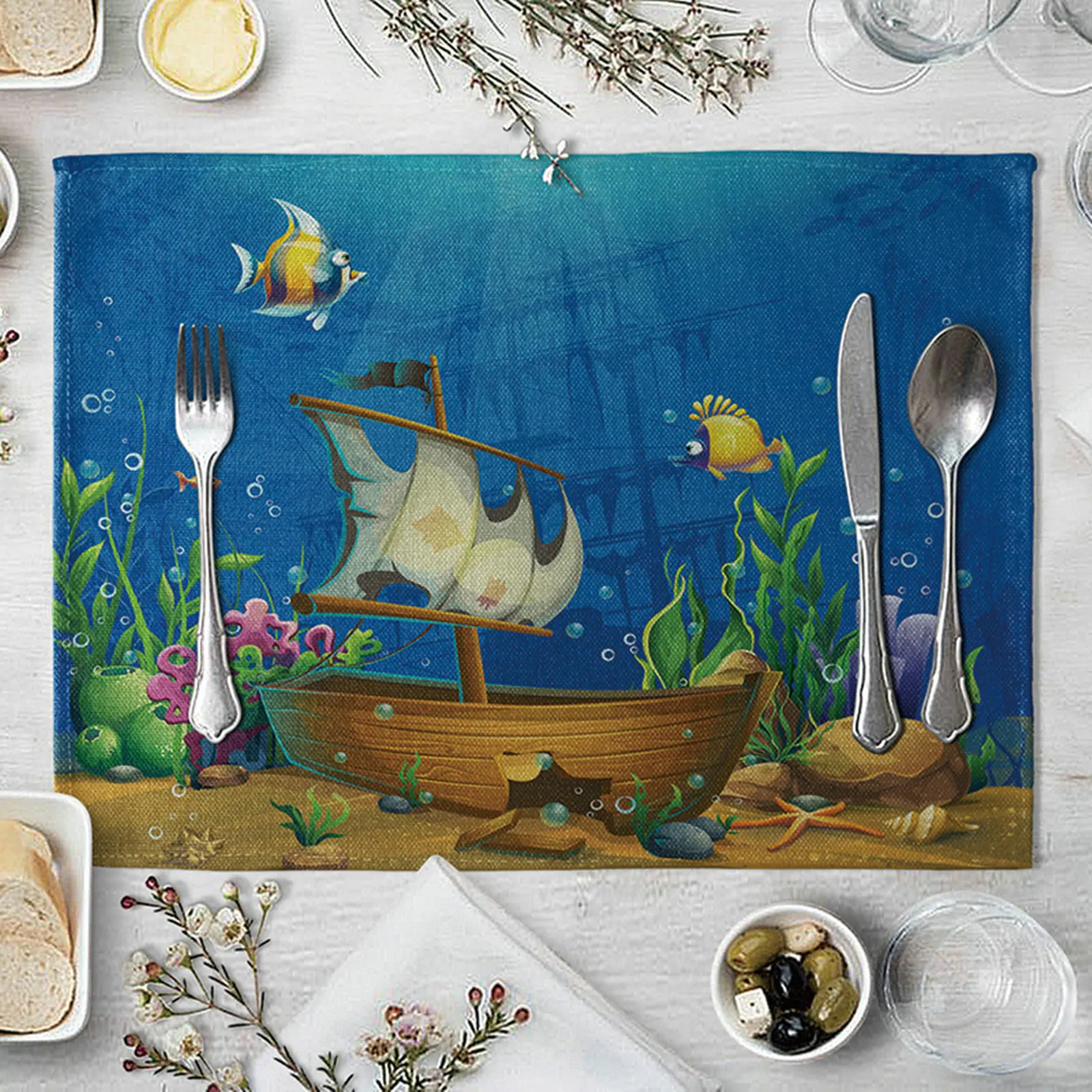 

Детские коврики для стола синие коричневые зеленые коврики для обеденного стола моющиеся хлопковые льняные винные коврики