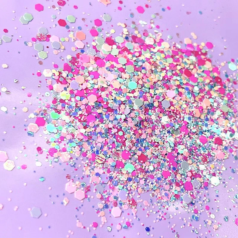 100 г россыпью розовые Красочные смешанные объемные хлопья шестиугольной формы