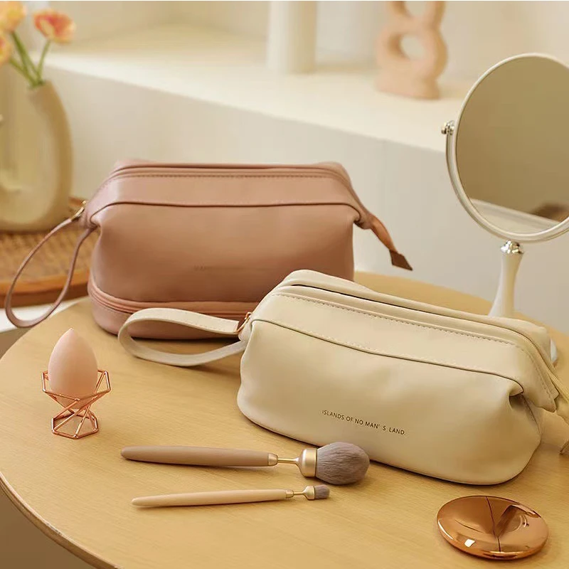 

Women Travel Cosmetic Bag PU Leather Make Up Pouch Large-capacity Travel Wash Toiletry Organizer Purse Cosmetic Bag Storage Bag