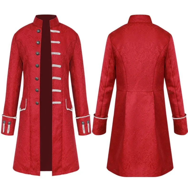 

Новинка 2021, мужское пальто в европейском и американском стиле, однотонная модная униформа в стиле ретро стимпанк, одежда с воротником-стойкой