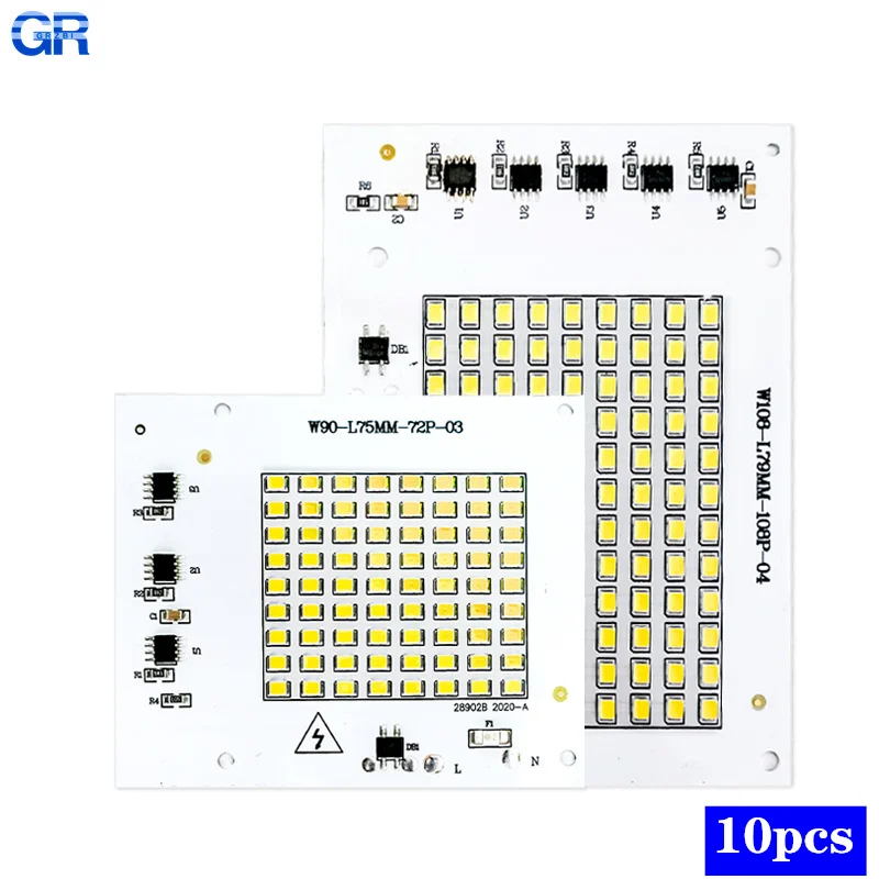 10pcs/lot LED Chip 10W 20W 30W 50W 100W 220V SMD2835 LED Lamp Without Driver DIY Lampada Outdoor Chip Light Floodlight Spotlight