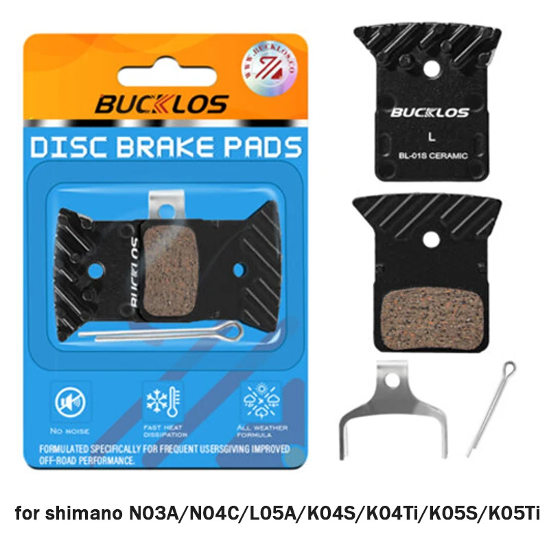 

Керамические тормозные колодки BUCKLOS с охлаждающей дисковой тормозной колодкой, пружинный штифт, подходит для Shimano L05A N04C K04S K05S колодка для гидравлического тормоза